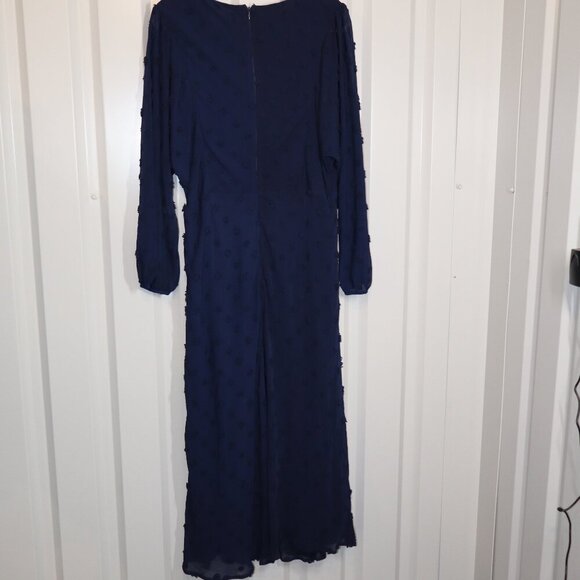 Anthropologie Eri+Ali Womens Michaela Dot Textured Midi Dress Blue Size 14 Lined - Picture 4 of 9